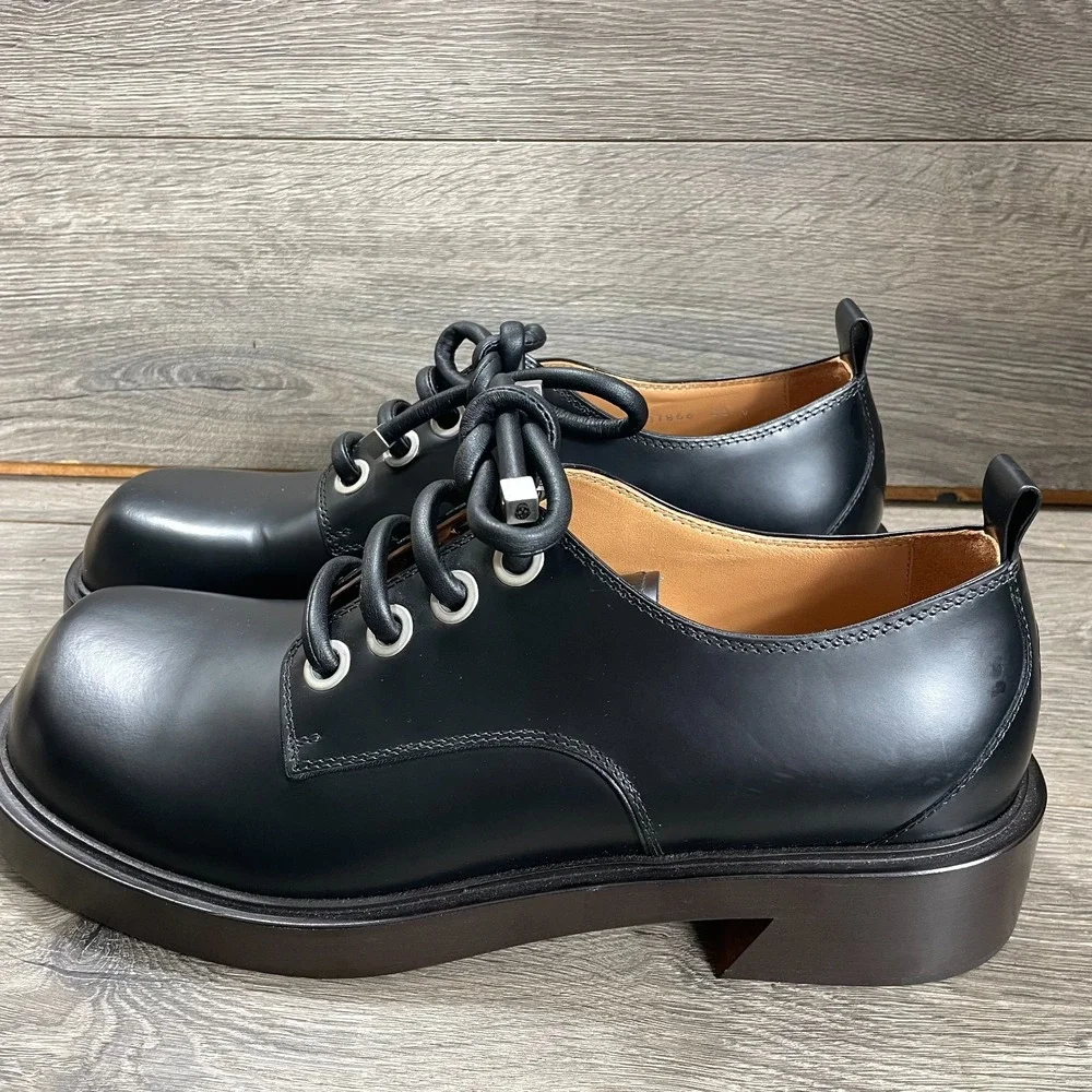Alexander McQueen Shoes Mens 44 11 Black Calf Leather Skull Derby Designer Italy